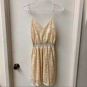 cream colored lace dress